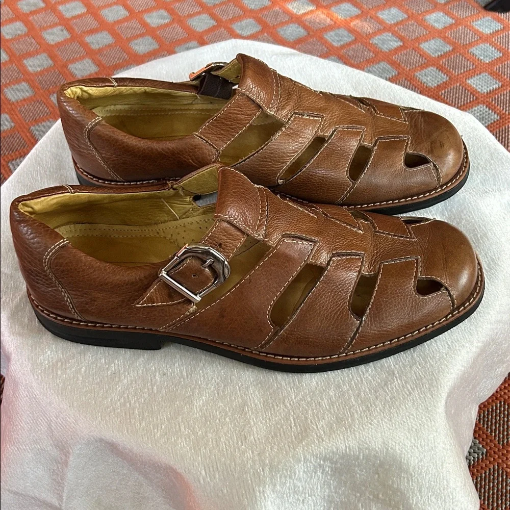 Sandro Brown Leather Fisherman Sandals